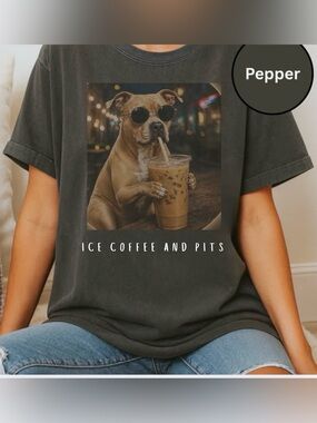 ☕️ 🐕 Ice Coffee and Dogs Graphic Dog T‑Shirt - ☕️ 🐕